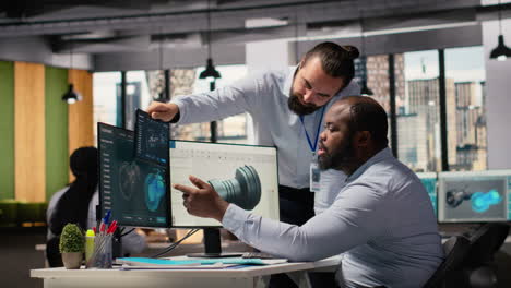 team of technicians working together to upgrade turbine parts