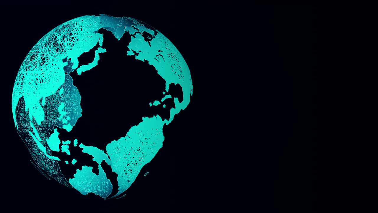 와이어프레임 지구 세계 구체 애니메이션 스 비디오 - 뉴스 개념 - 끝없는 루프