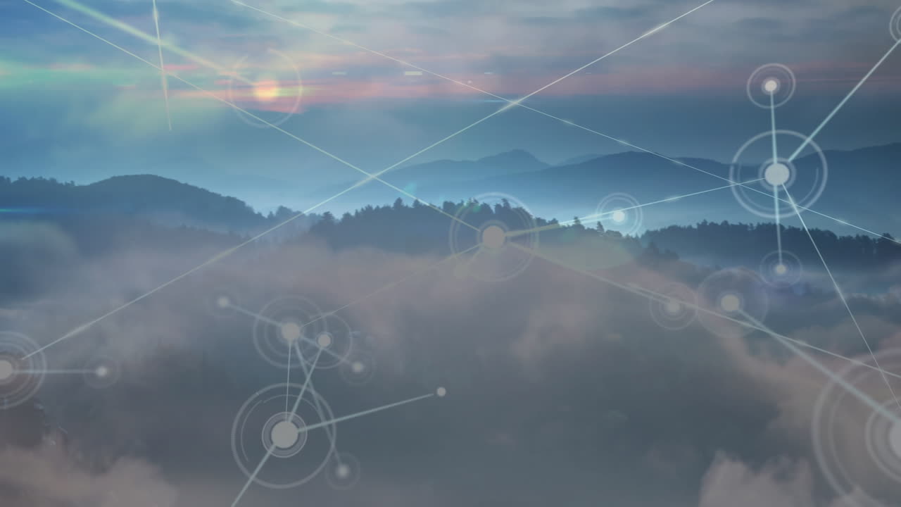 Animation of network of connections over landscape