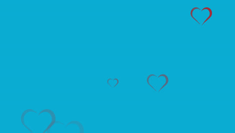 animation of social media heart icons and gold pattern on blue background