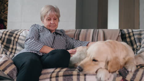 senior woman and her dog on the couch