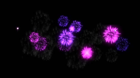 fuegos artificiales en 4k. render. animación de fondo de fuegos artificiales púrpura y magenta.