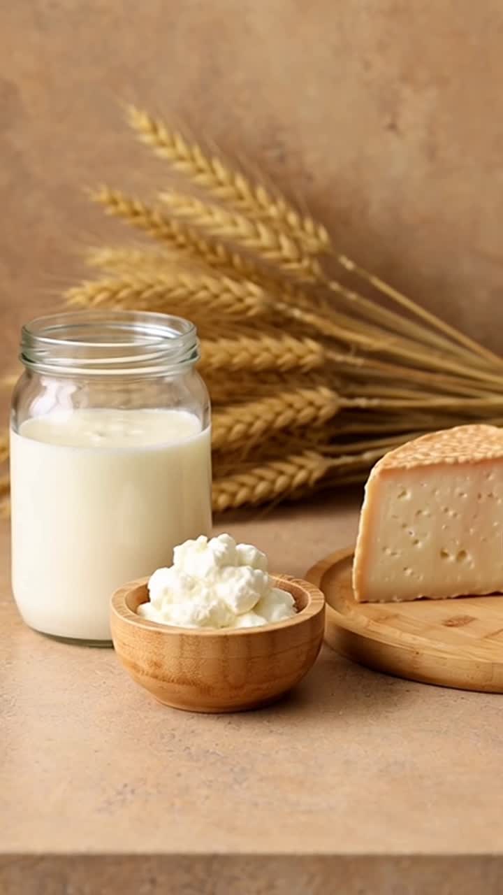 Surtido de productos lácteos saludables para el desayuno