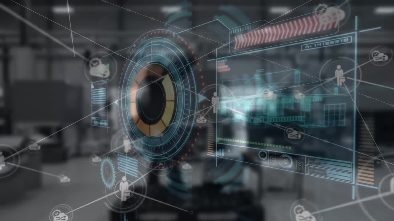 animación del procesamiento de datos sobre el almacén