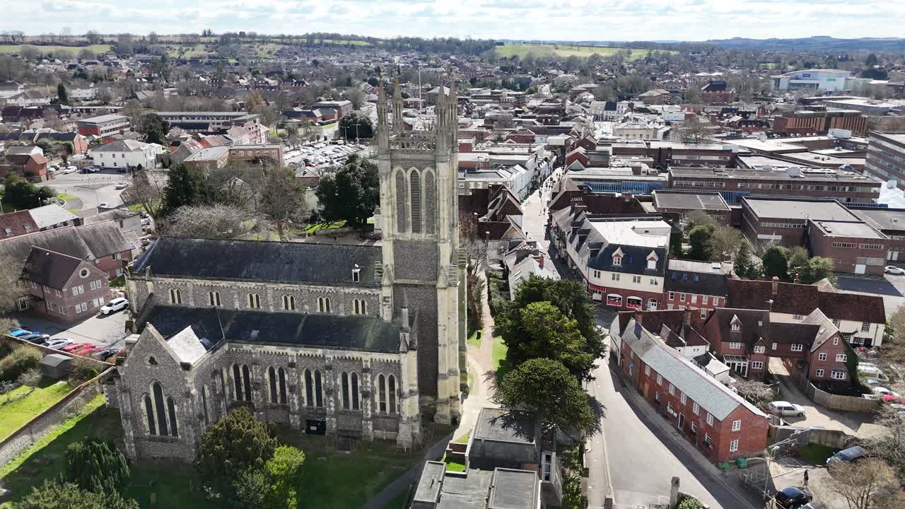 St Marys Church Andover UK drone,aerial