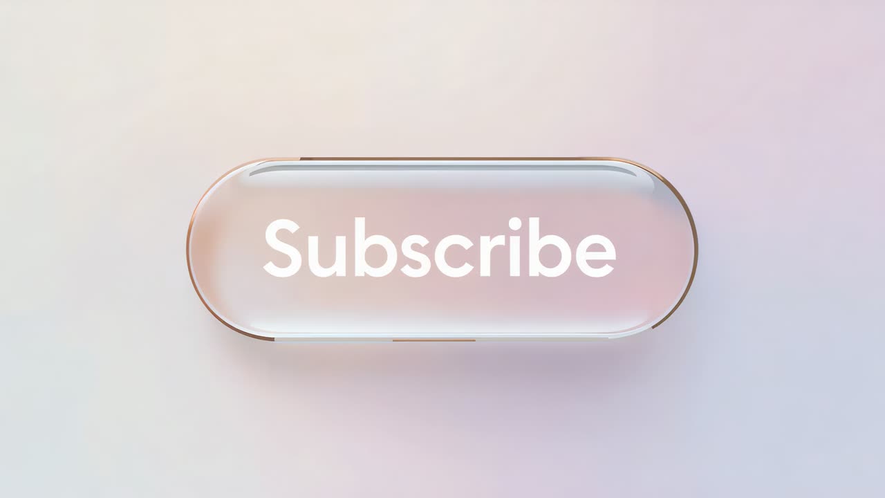 Growing pill subscribe button scaling on start on pastel backdrop, showing white text, drawing gaze