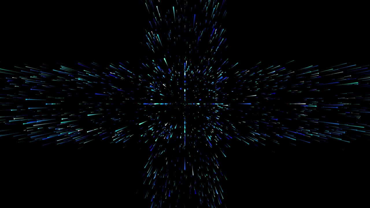 Abstract spangles round frame with empty center motion.Effect blue speed lines abstract background.Star travel in space