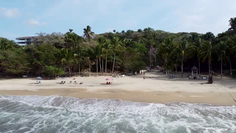 An-aerial-drone-clip-of-Playa-de-Los-Muertos-in-Sayulita,-Mexico