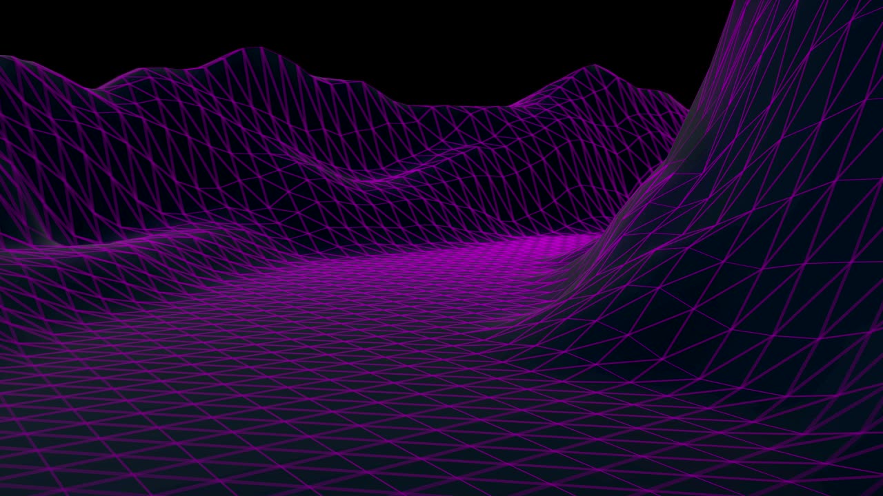 Abstract geometric background with moving digital landscape or waves.