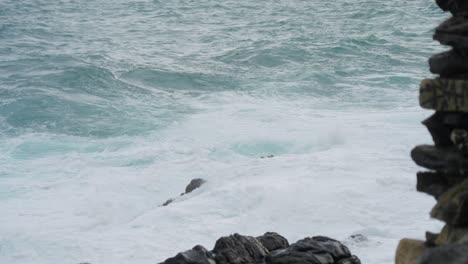 dramatic waves crashing in slow motion scene