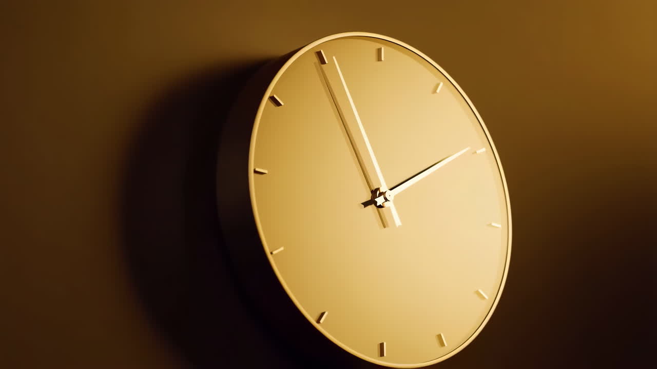 A Golden Wall Clock on a Dark Background