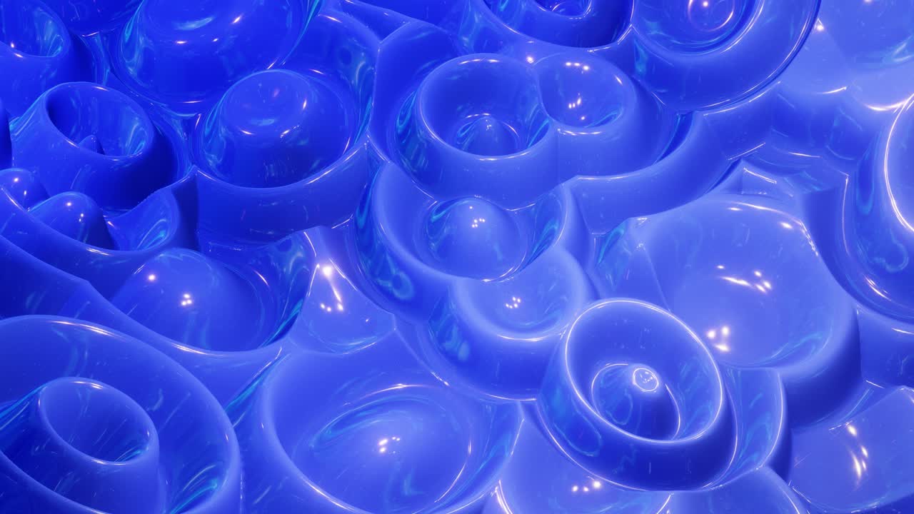 4k에서 루프 된 축제 액체 bg, 밝은 반이는 표면에 추상적인 파동 패턴, 푸른 색, 부드러운 애니메이션에서 페인트 액체에 파동, 점성 3d 액체에 반이는.