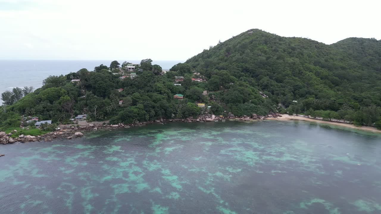 Aerial View of Tropical Island Coastline
