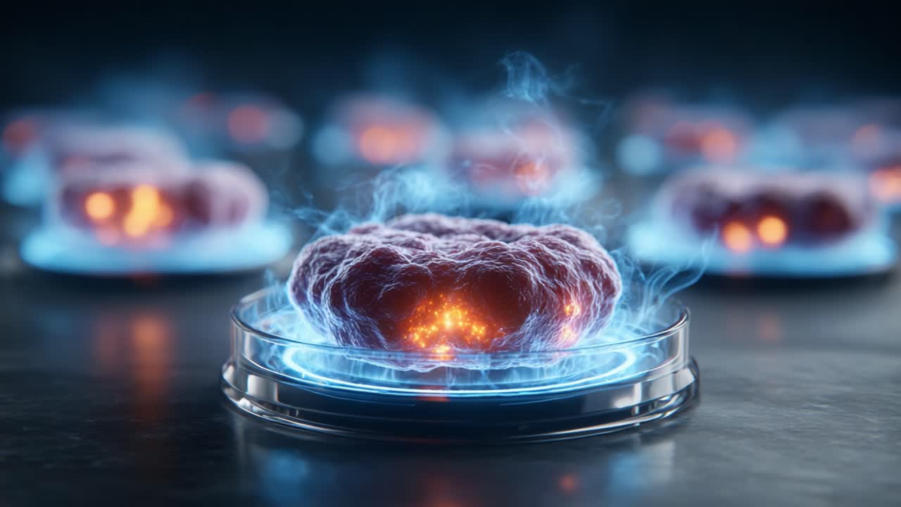 An intense and vivid visual of electric energy emanating from a swirling cloud-like structure on a futuristic platform, illustrating innovative scientific phenomena in a controlled environment