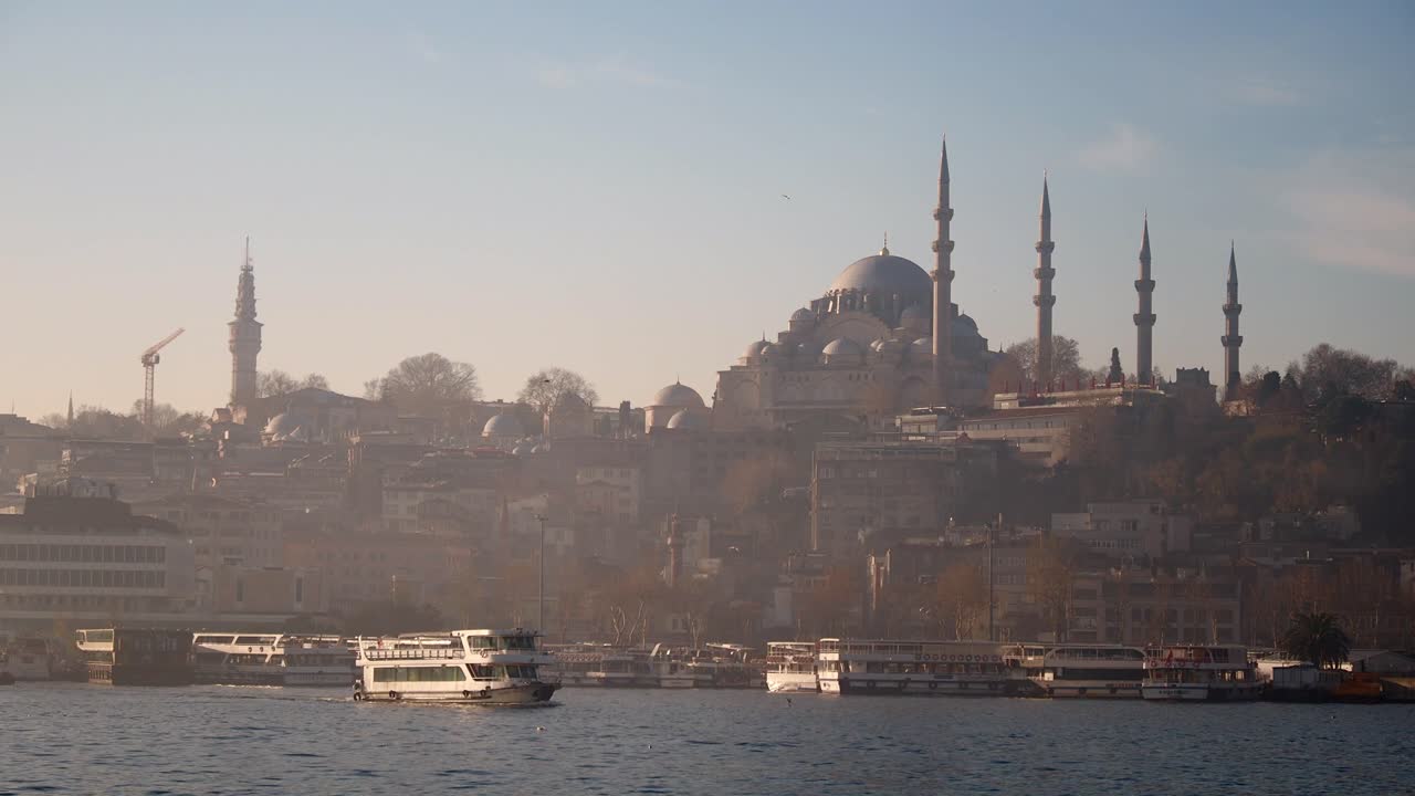 Istanbul Skyline with Mosque and Ferry
