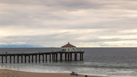 timelapse scene at manhattan beach pier at sunset in california, usa