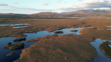 aerial of connemara, a region of immense natural beauty in ireland, renowned for its abundance of rushing rivers, tranquil lakes