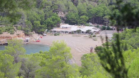 Empty-beach-in-Ibiza,-Spain