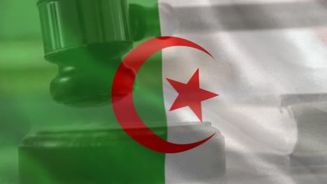 Digitally-composite-of-Algerian-Flag-and-gavel-4k