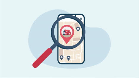 aplicación móvil de bienes raíces que muestra las ubicaciones de las propiedades en un mapa