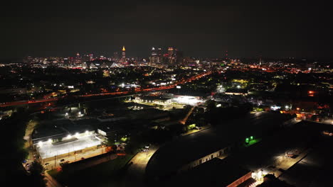 Luftpanorama-Der-Metropole-Bei-Nacht