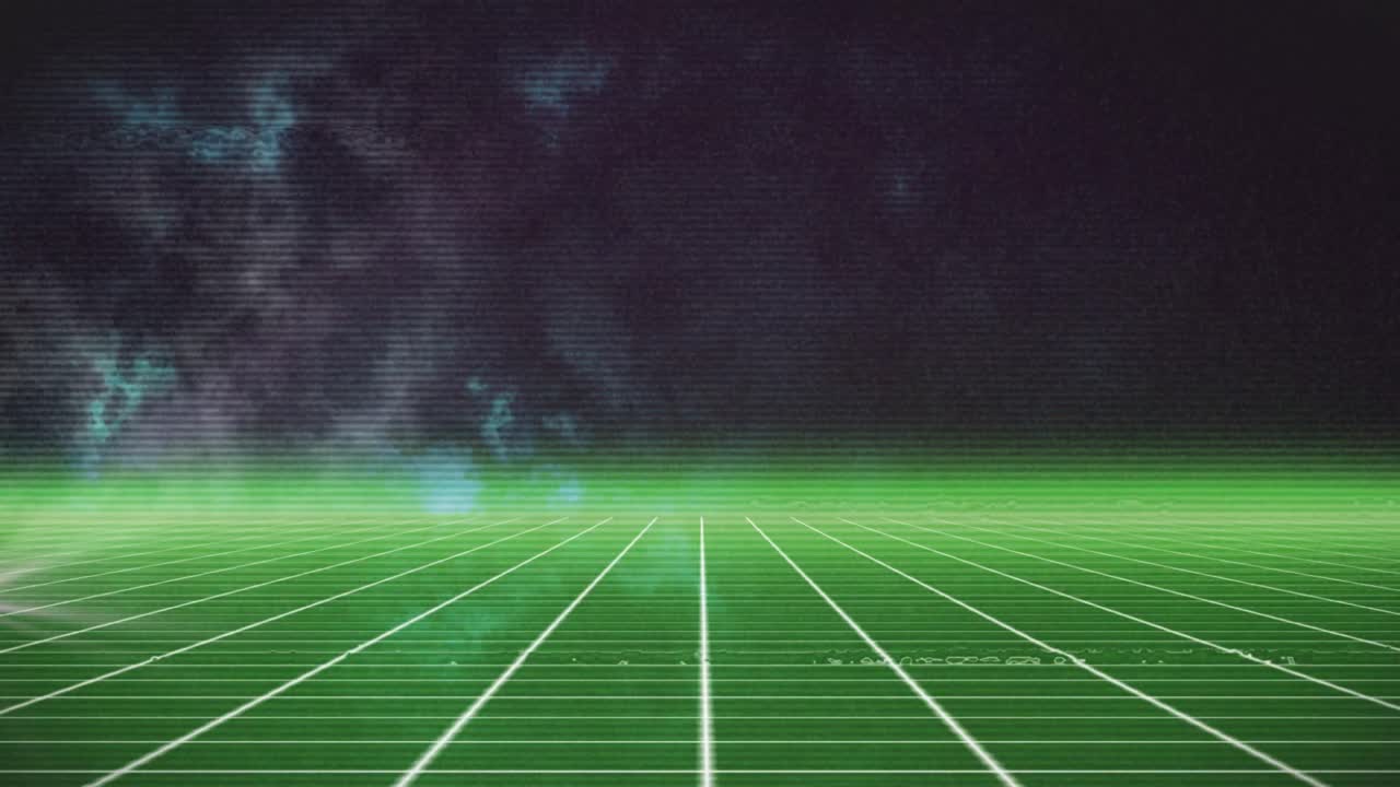 검은색과 초록색 디지털 공간에서 연기의 애니메이션