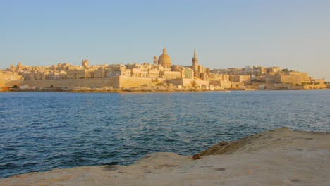 panoramic view of the coastal walls of the capital valletta in malta