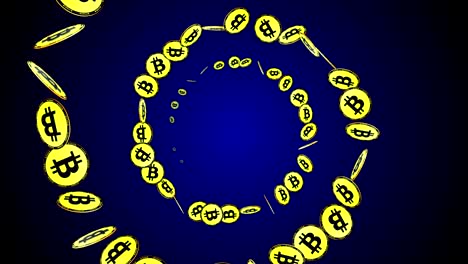 bitcoin coins animation, background, rendering, loop