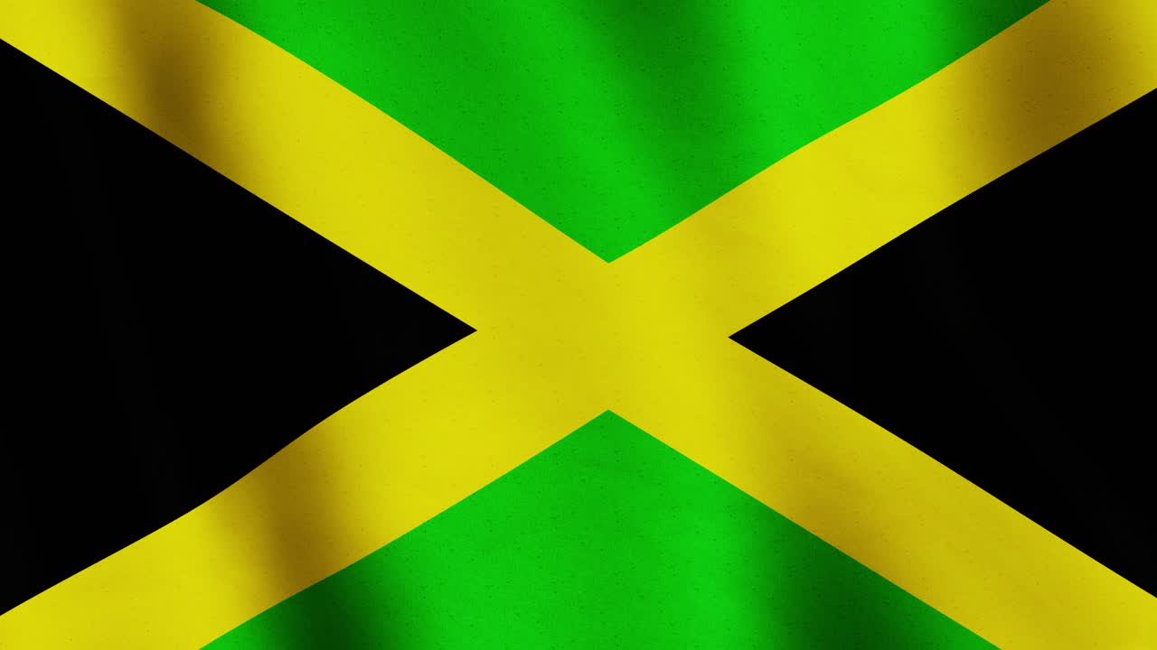 imágenes de la bandera jamaicana ondeando fondo símbolo abstracto - bucle de animación de video sin costuras