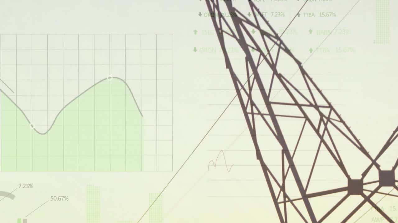 전기 기둥과 풍경에 대한 통계 및 데이터 처리의 애니메이션