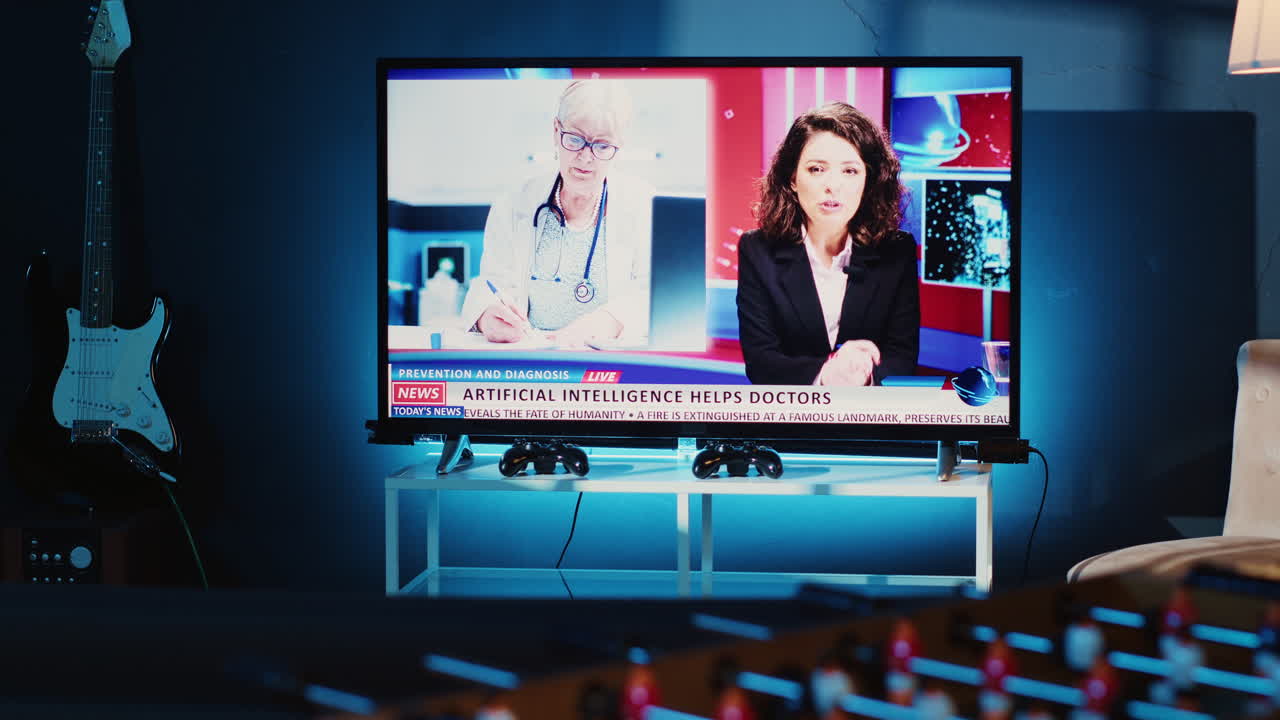 tv dejado abierto en el canal de noticias en casa