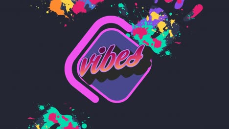animación de vibraciones de texto sobre gráficos y formas coloridas