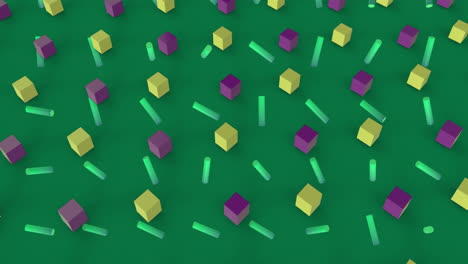 animación de estructuras 3d en un patrón sin costuras contra el espacio de copia en fondo verde.