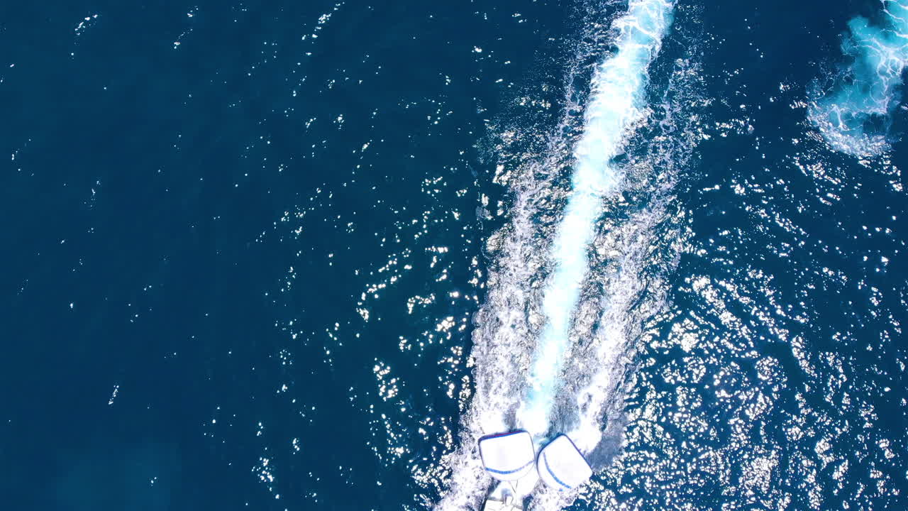 Banana Speed boat Aerial top down view