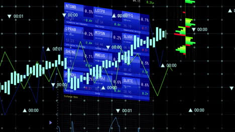 animation of financial data processing over screens
