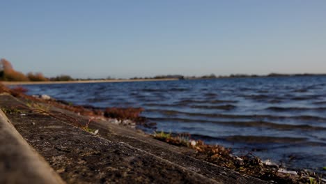 Cheddar-Reservoir,-Somerset-,-water-rippling-in-background