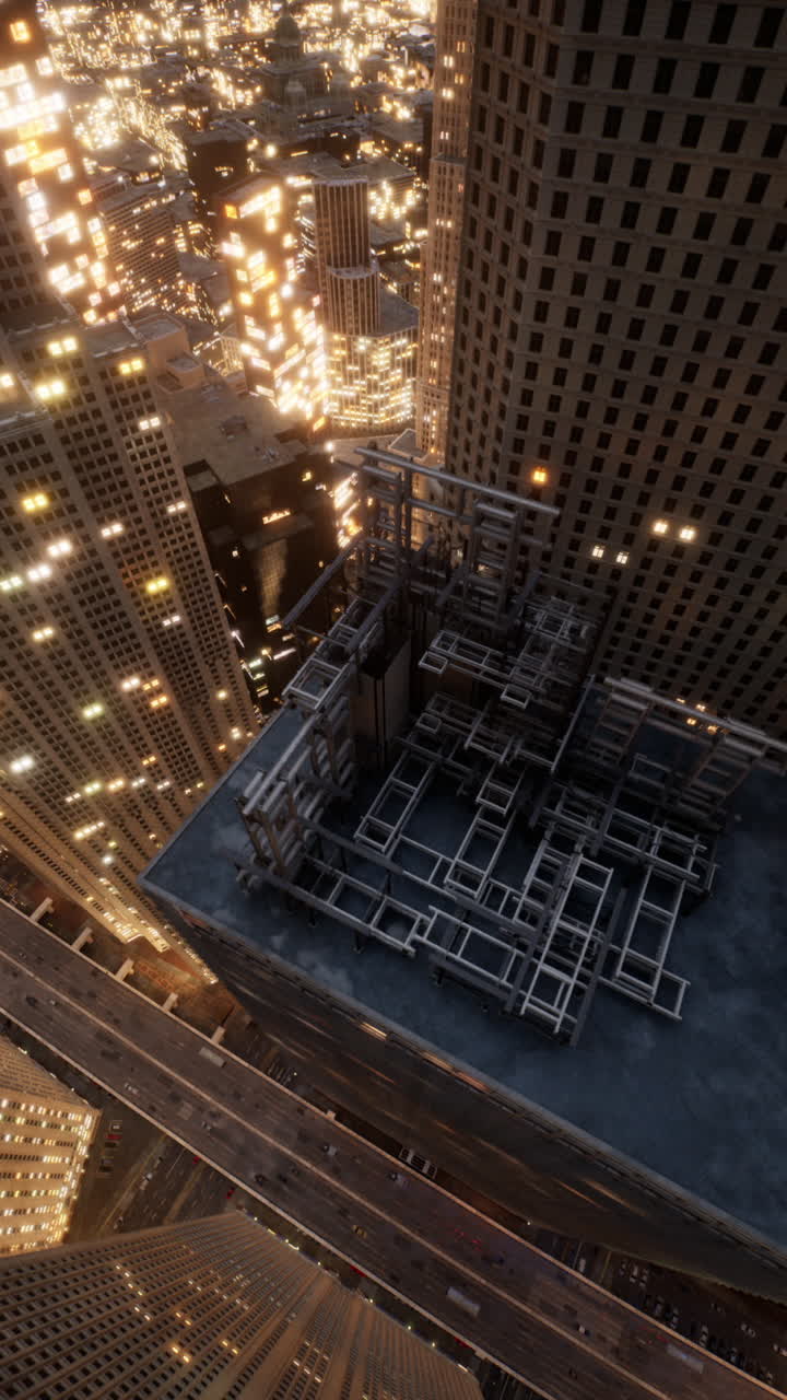 vista aérea de una ciudad por la noche