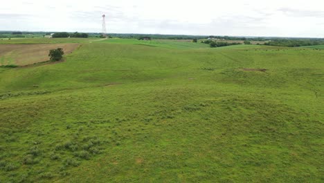 aerial view of farmland and rural landscape