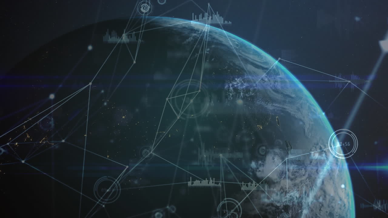Data and network connections with Earth background.