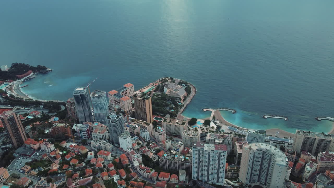 모나코 도시 풍경의 공중 풍경