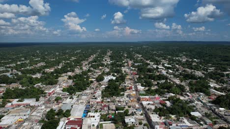 landing drone shot at magic town of tekax, yucatan, mexico