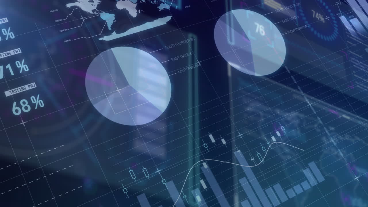 animación del procesamiento de datos en pantallas