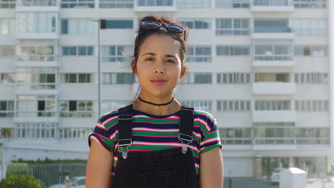 portrait of a cool young woman in the city