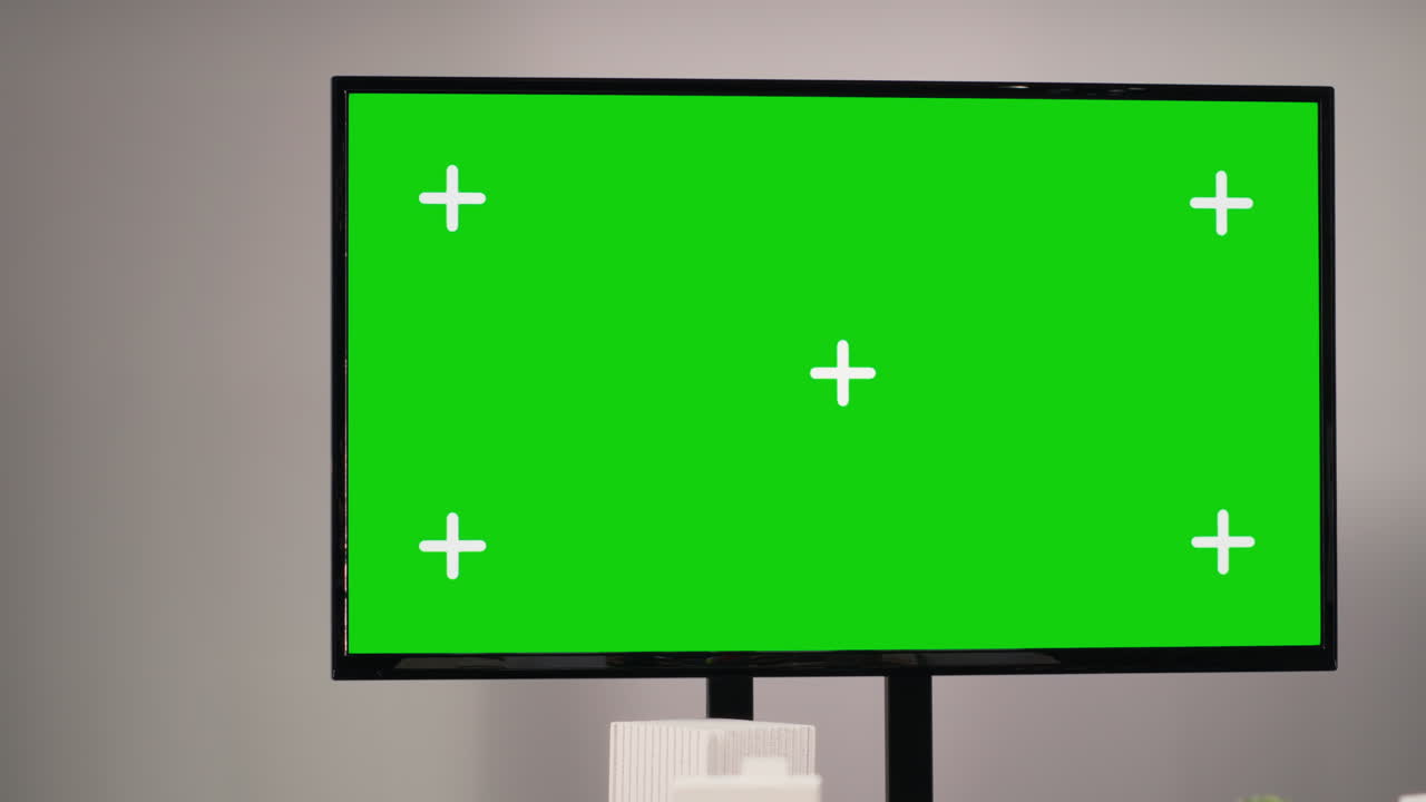 Empty desk layout in architectural real estate office with chroma key