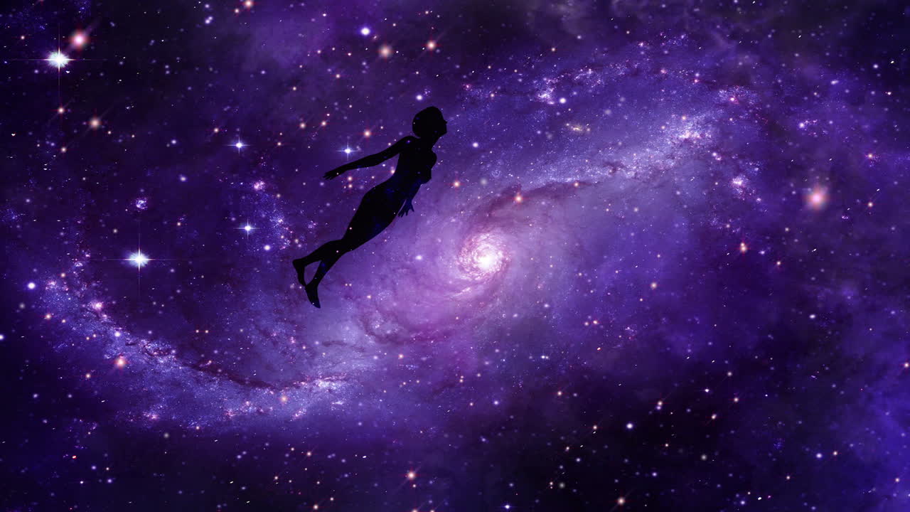 Video Of Silhouette Of A Person Flying In Space Depicting A Soul Flying ...