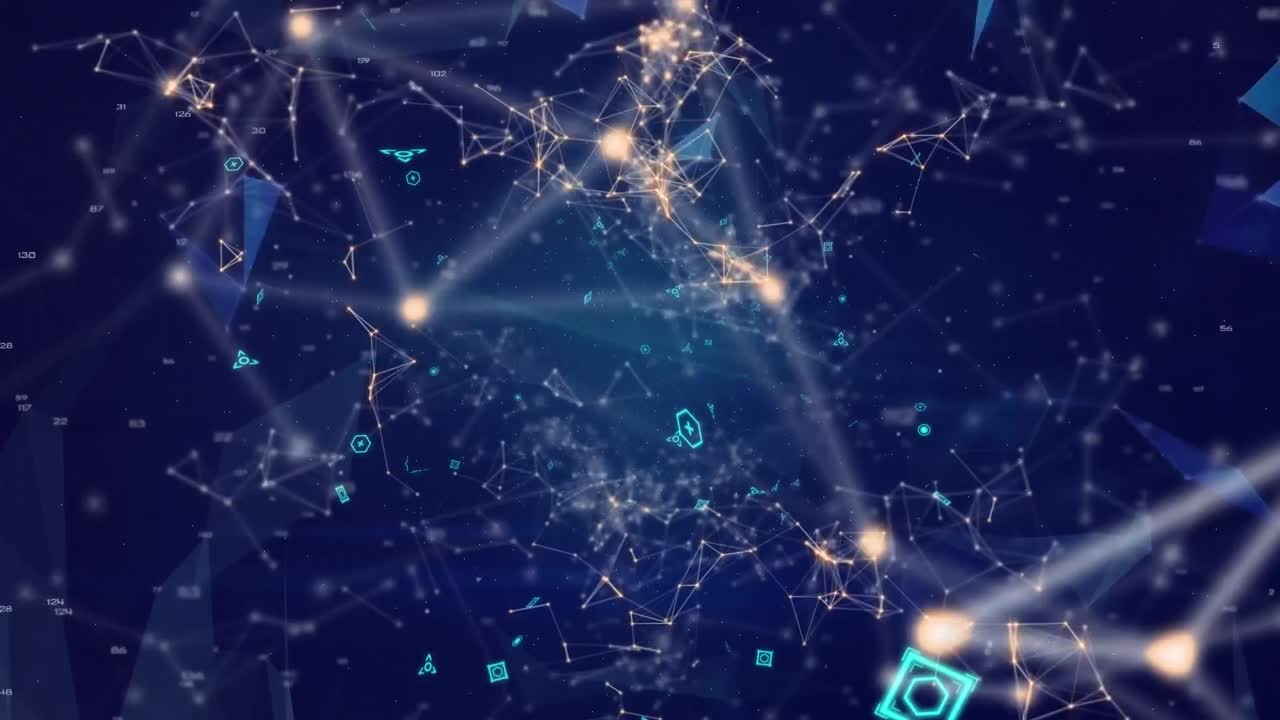 Animation of network of connections with icons over globe