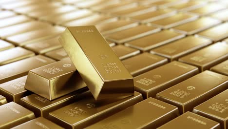 stack of gold bars, financial and reserve of value concept. 3d animation footage