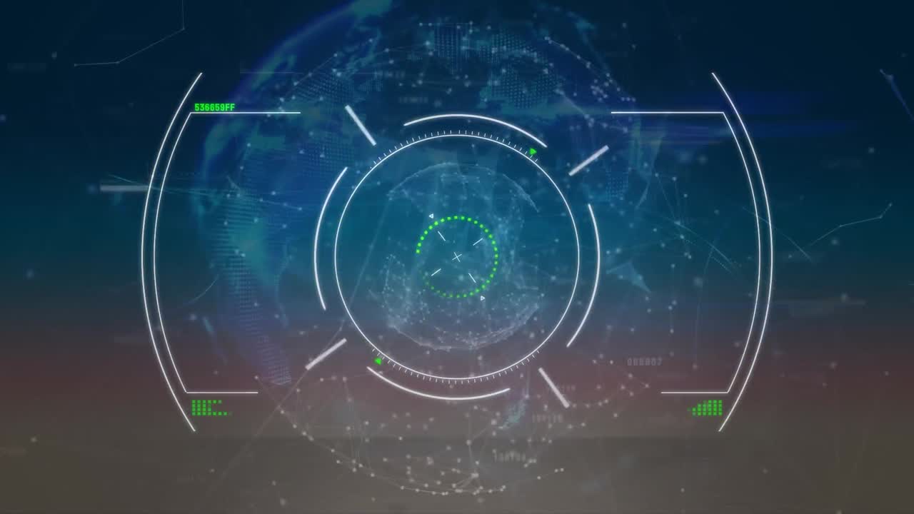 파란색 배경 위에 지구를 가진 연결 네트워크의 애니메이션