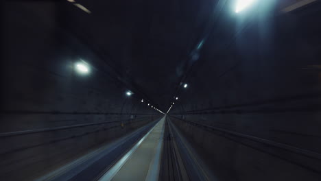 underground train traveling in the tunnel on high-speed