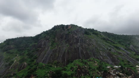 aerial view of a rocky mountain with village in nigeria